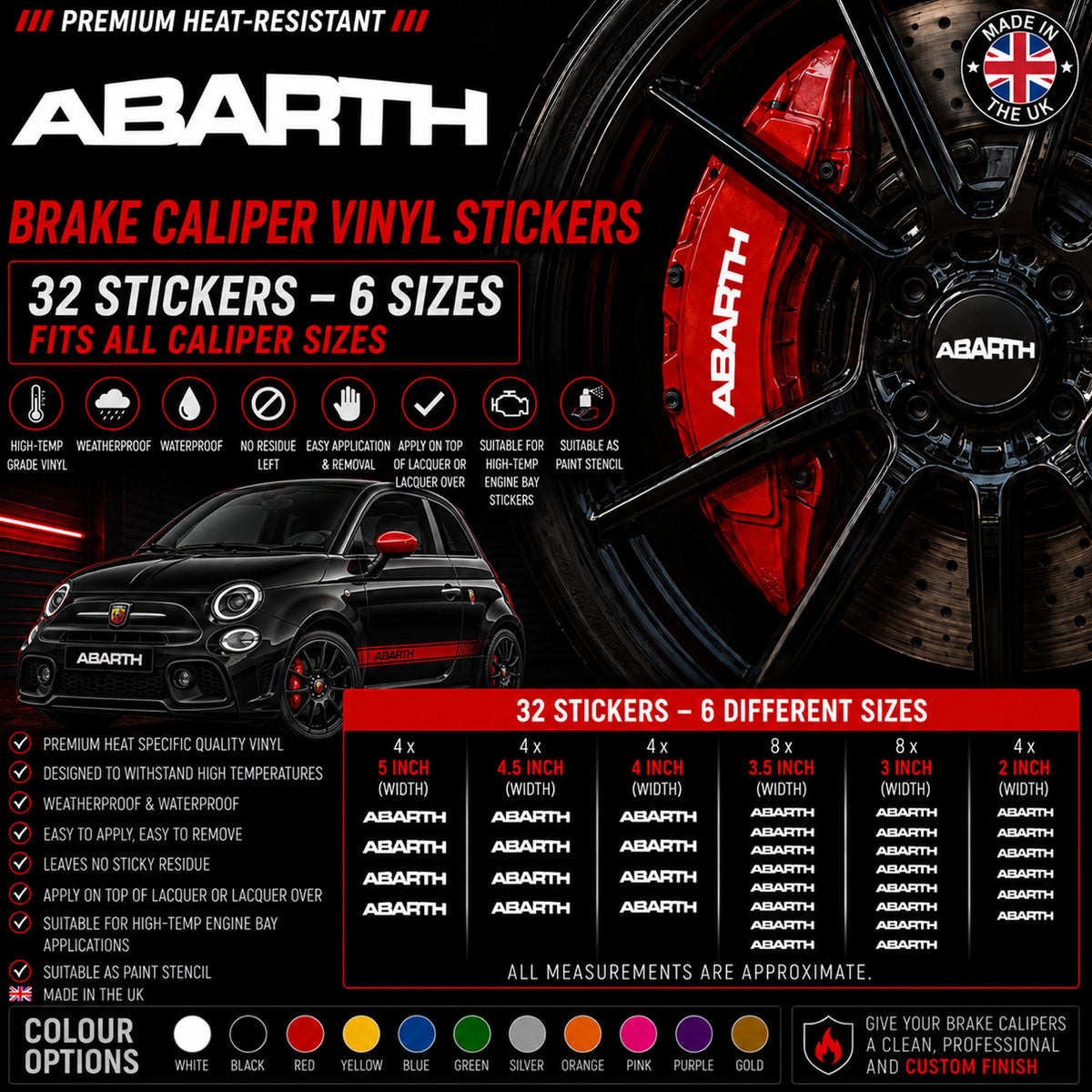 FIAT Barth Break Caliper Quality Vinyl Decal Stickers