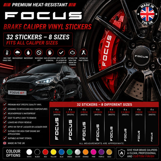 Ford Focus Break Caliper Quality Vinyl Decal Stickers