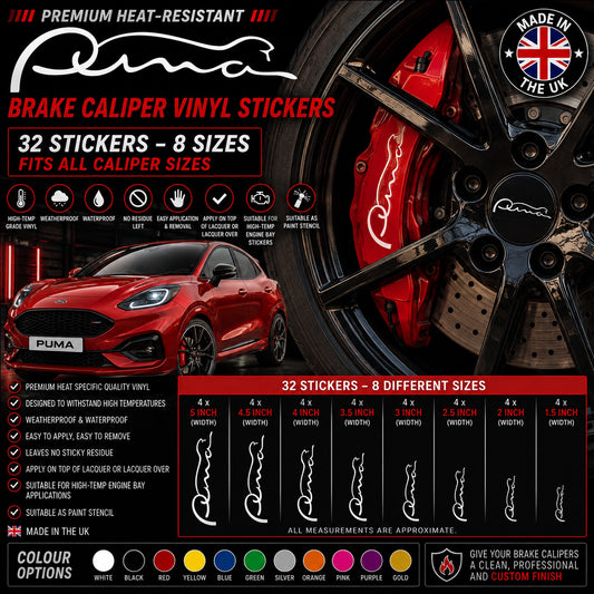 Ford Puma Break Caliper Quality Vinyl Decal Stickers