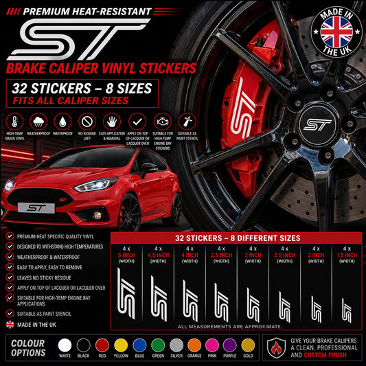 Ford ST Break Caliper Quality Vinyl Decal Stickers