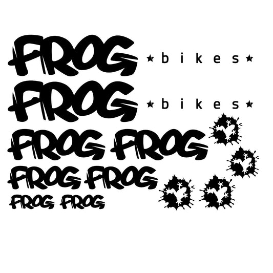 Frog Cycling Vinyl Decal Sticker Set Style 3