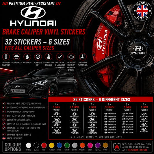 Hyundai Break Caliper Quality Vinyl Decal Stickers