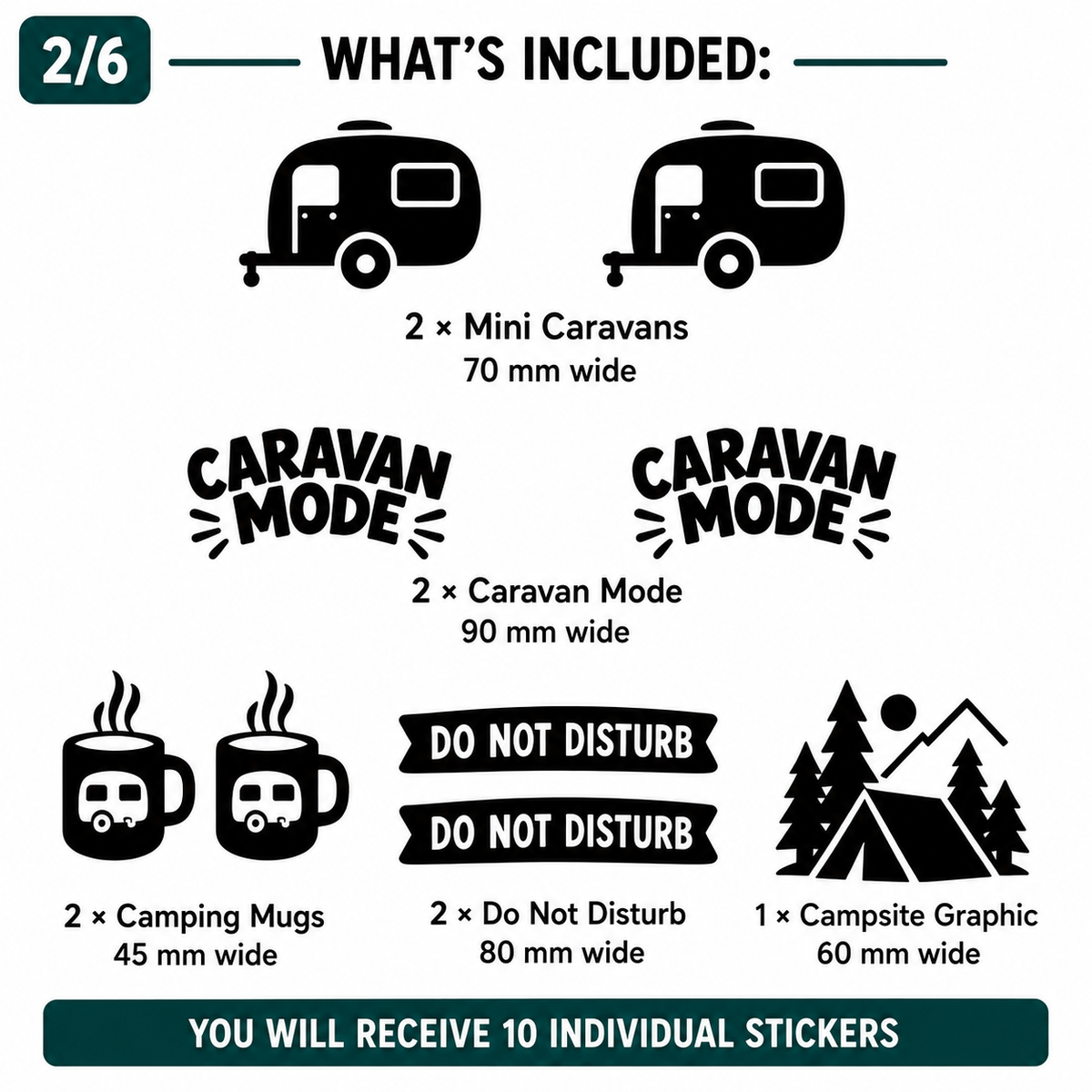 Caravan Mode Do Not Disturb – 10 Piece Caravan Vinyl Sticker Set