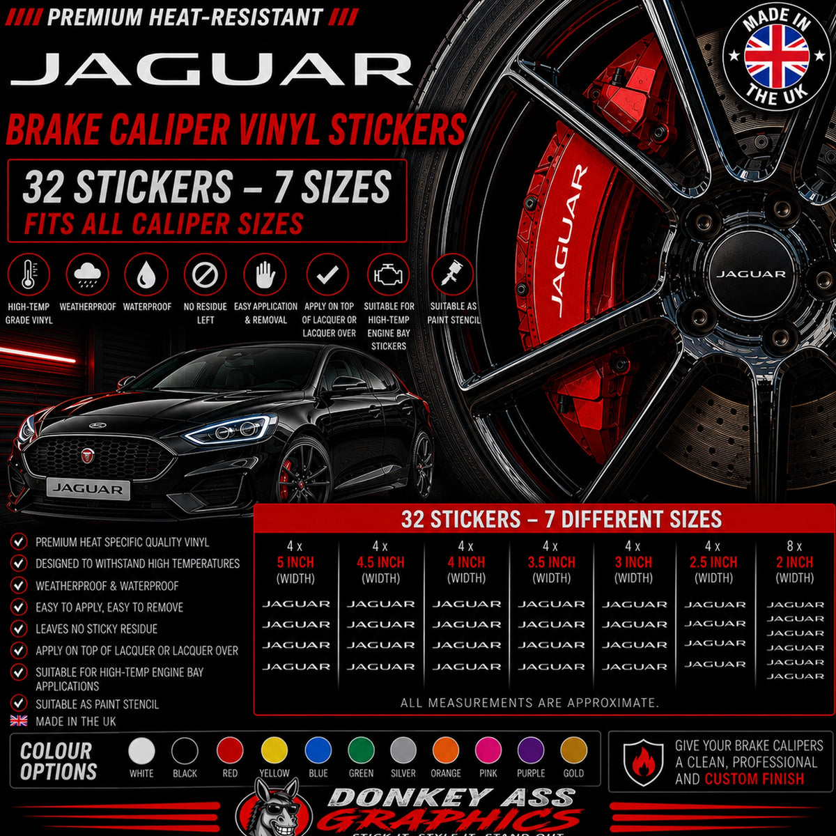 Jaguar Break Caliper Quality Vinyl Decal Stickers