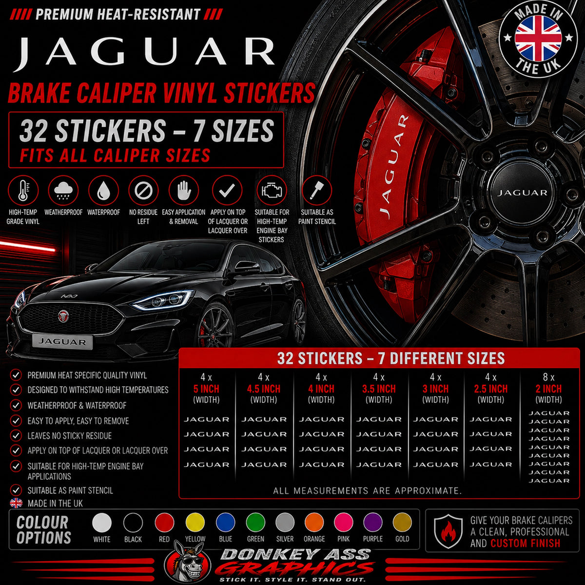 Jaguar Break Caliper Quality Vinyl Decal Stickers Style 2
