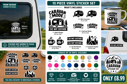 Caravan Mode Do Not Disturb – 10 Piece Caravan Vinyl Sticker Set