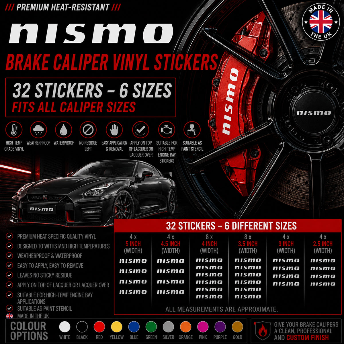 NISSAN Nismo Break Caliper Quality Vinyl Decal Stickers