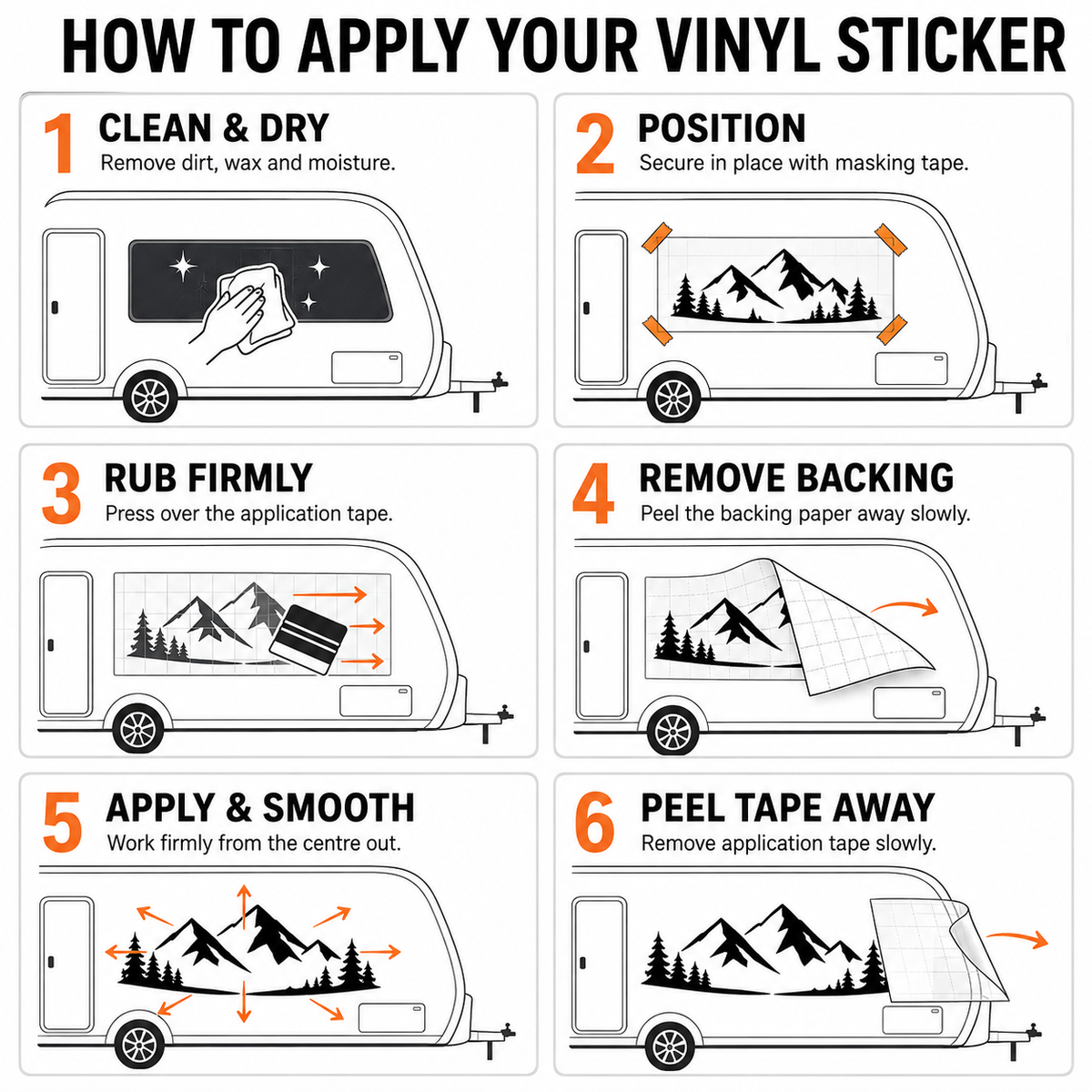 Small Pitch Big Stories Caravan & Motorhome Vinyl Sticker Set – 10 Piece