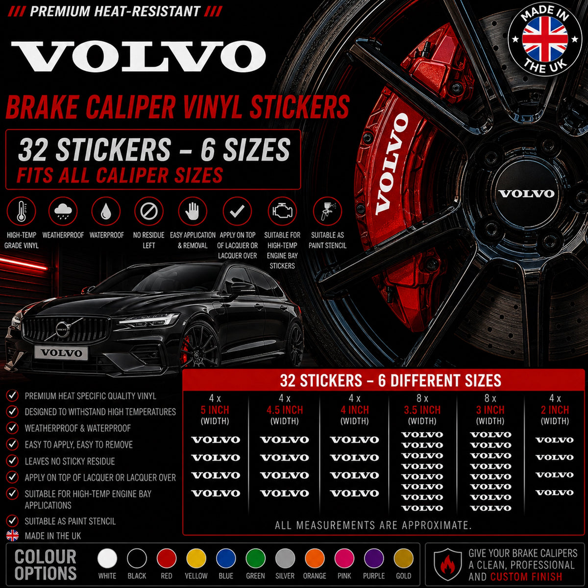 Volvo Break Caliper Quality Vinyl Decal Stickers