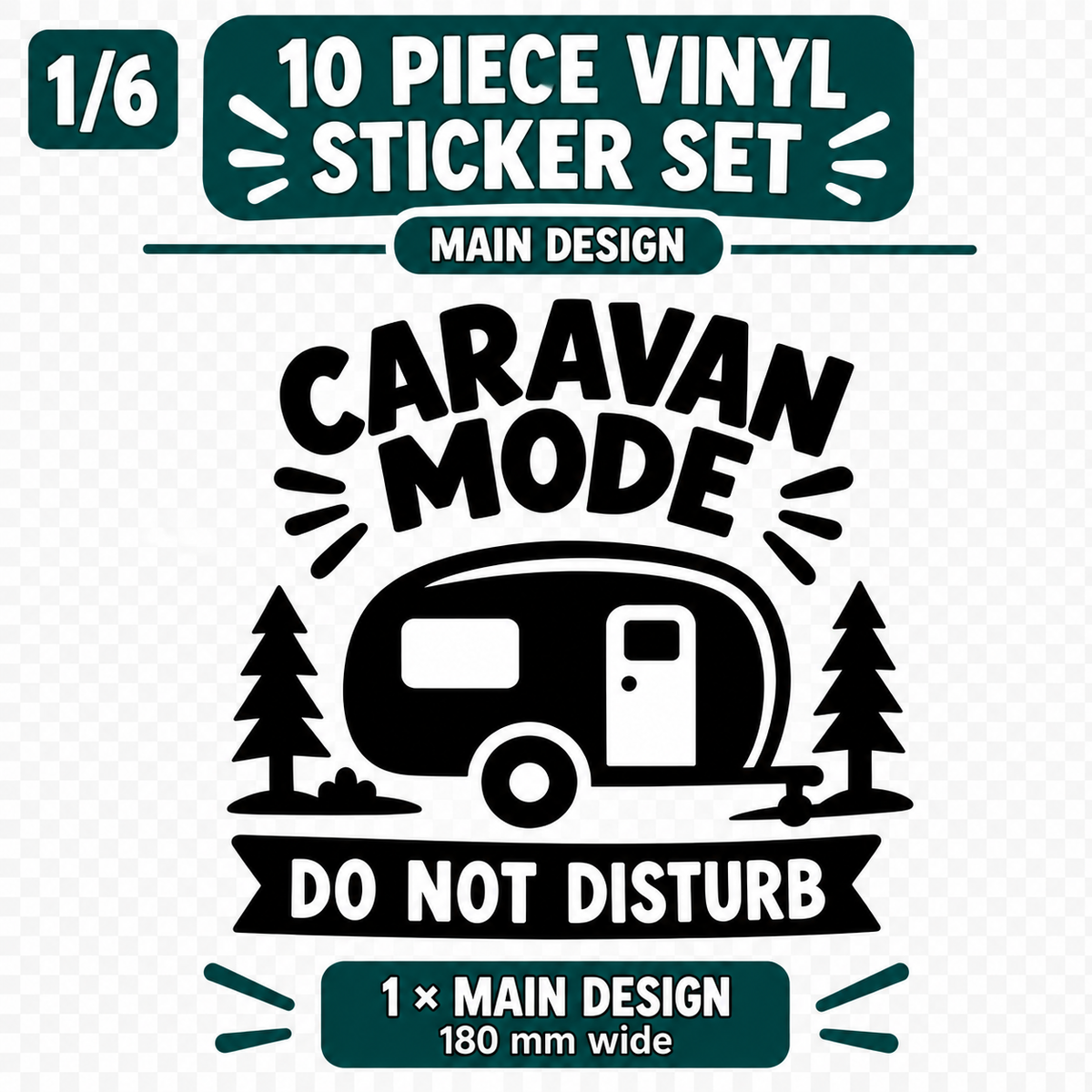 Caravan Mode Do Not Disturb – 10 Piece Caravan Vinyl Sticker Set