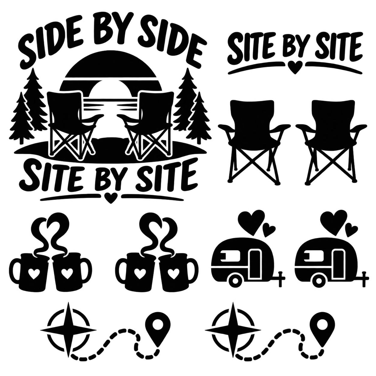 Caravan Sticker Set 10pc Side by Side Site by Site Motorhome Vinyl Decals